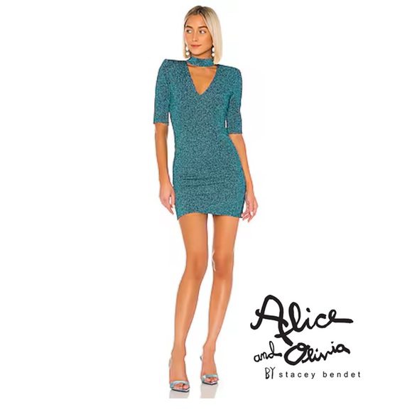Alice + Olivia Dresses & Skirts - NEW Alice Olivia Inka Turquoise Shimmer Dress